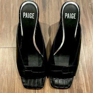 Paige black open toe black croc heels
